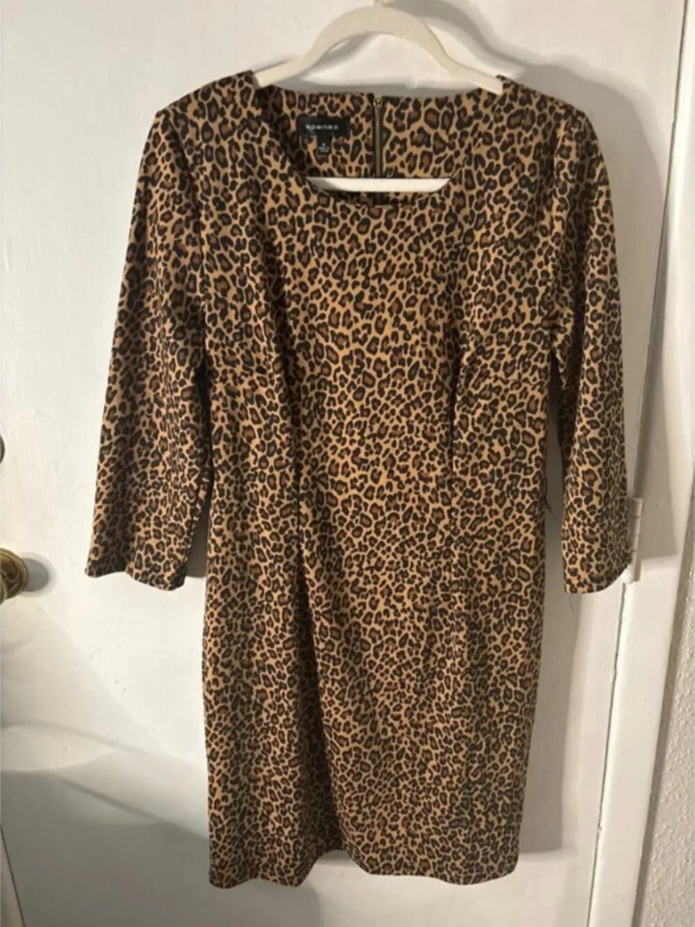 Spanx Leopard Print 3/4 Sleeve Sheath Dress